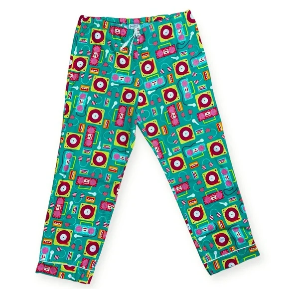 Bed Head Wm’s 100% Cotton Retro Music Print 2 Piece Pajamas Set In Sz L